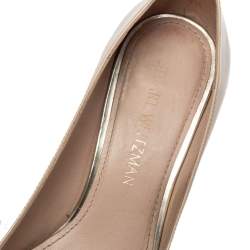 Stuart Weitzman Beige Patent Leather Moody Round Toe Pumps Size 39.5