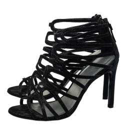 Stuart Weitzman Black Leather Loopdeloop Sandals Size 36.5