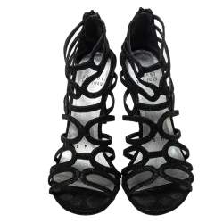 Stuart Weitzman Black Leather Loopdeloop Sandals Size 36.5