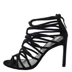 Stuart Weitzman Black Leather Loopdeloop Sandals Size 36.5