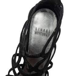 Stuart Weitzman Black Leather Loopdeloop Sandals Size 36.5