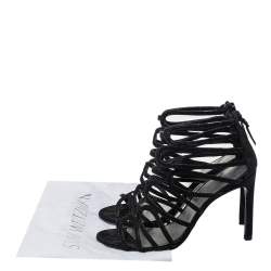 Stuart Weitzman Black Leather Loopdeloop Sandals Size 36.5