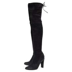 Stuart Weitzman Black Suede Highland Thigh High Boots Size 37.5