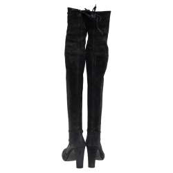 Stuart Weitzman Black Suede Highland Thigh High Boots Size 37.5