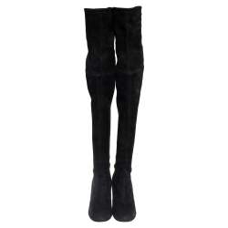 Stuart Weitzman Black Suede Highland Thigh High Boots Size 37.5