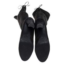 Stuart Weitzman Black Suede Highland Thigh High Boots Size 37.5