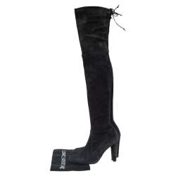 Stuart Weitzman Black Suede Highland Thigh High Boots Size 37.5