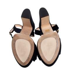 Stuart Weitzman Navy Blue Velvet Mirri Platform Sandals Size 38