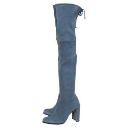 Stuart Weitzman Teal Blue Suede Highland Over The Knee Boots Size 38.5