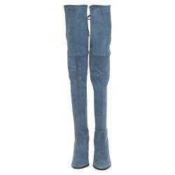 Stuart Weitzman Teal Blue Suede Highland Over The Knee Boots Size 38.5