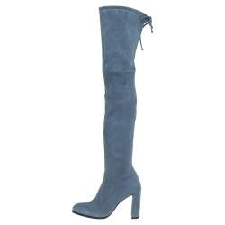 Stuart Weitzman Teal Blue Suede Highland Over The Knee Boots Size 38.5