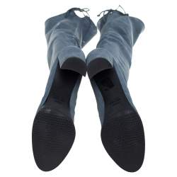 Stuart Weitzman Teal Blue Suede Highland Over The Knee Boots Size 38.5