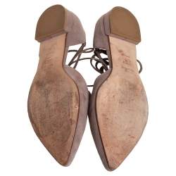 Stuart Weitzman Beige Suede Gilligan D'orsay Ankle Wrap Flats Size 38.5