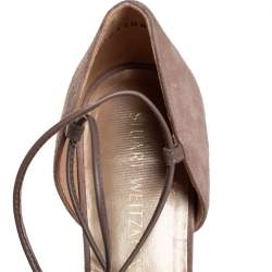 Stuart Weitzman Beige Suede Gilligan D'orsay Ankle Wrap Flats Size 38.5