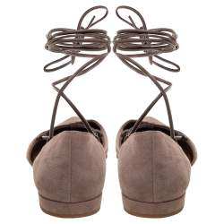 Stuart Weitzman Beige Suede Gilligan D'orsay Ankle Wrap Flats Size 38.5