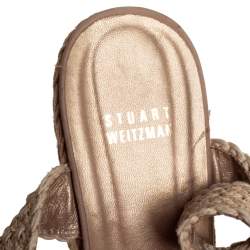 Stuart Weitzman Beige Braided Jute Wedge Sandals Size 41.5