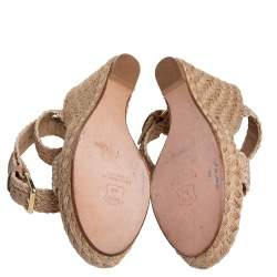 Stuart Weitzman Beige Braided Jute Wedge Sandals Size 41.5