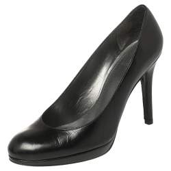 Stuart Weitzman Black Leather Platform Pumps Size 37.5