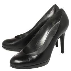 Stuart Weitzman Black Leather Platform Pumps Size 37.5