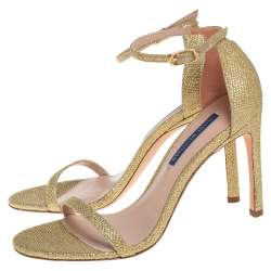 Stuart Weitzman Gold Glitter Ankle Strap Sandals  Size 37