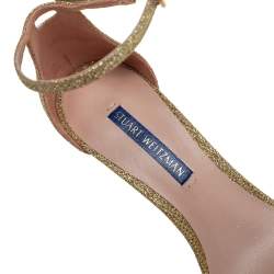Stuart Weitzman Gold Glitter Ankle Strap Sandals  Size 37