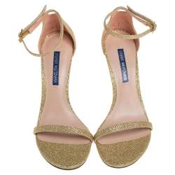 Stuart Weitzman Gold Glitter Ankle Strap Sandals  Size 37