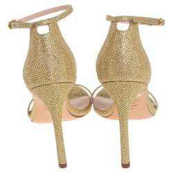 Stuart Weitzman Gold Glitter Ankle Strap Sandals  Size 37