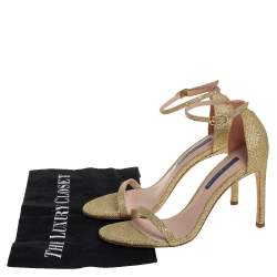 Stuart Weitzman Gold Glitter Ankle Strap Sandals  Size 37