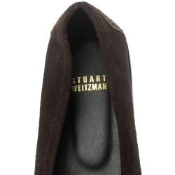 Stuart Weitzman Brown Suede  And Python Embossed Leather Loafers Size 41