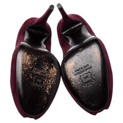 Pre Owned Stuart Weitzman Burgundy Suede Peep Toe Platform Pumps Size 40
