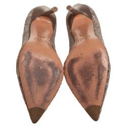 Pre Owned Stuart Weitzman Gold Glitter Pointed Toe Pumps Size 35