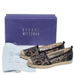 Stuart Weitzman Black Meshuga Lace Espadrille Flats Size 35