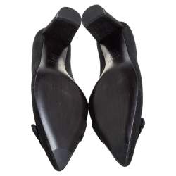 Stuart Weitzman Black Suede Buckle Pointed Toe Pumps Size 38.5