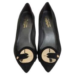 Stuart Weitzman Black Suede Buckle Pointed Toe Pumps Size 38.5