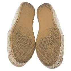 Stuart Weitzman Off-white Lace And Leather Trim Meshuga Espadrille Flats Size 35