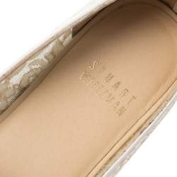 Stuart Weitzman Off-white Lace And Leather Trim Meshuga Espadrille Flats Size 35