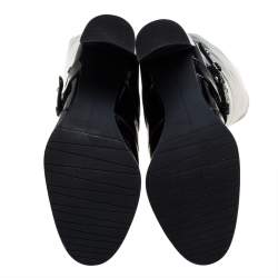 Pre Owned Stuart Weitzman Black Patent Leather Biker Knee Length Boots Size 36