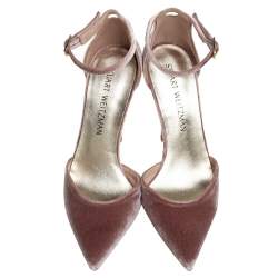 مملوكة مسبقًا صندل ستيوارت وايتزمان سير كاحل قطيفة وردي مقاس 36