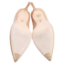 Pre Owned حذاء كعب عالي ستيوارت وايتزمان أني جلد لامع بيج مقاس 39