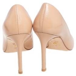 Pre Owned حذاء كعب عالي ستيوارت وايتزمان أني جلد لامع بيج مقاس 39