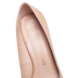 Pre Owned حذاء كعب عالي ستيوارت وايتزمان أني جلد لامع بيج مقاس 39