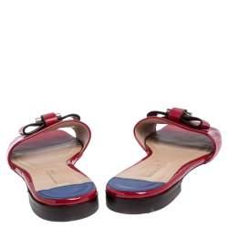 Stuart Weitzman Fuchsia Patent Leather Flat Slide Sandals Size 41