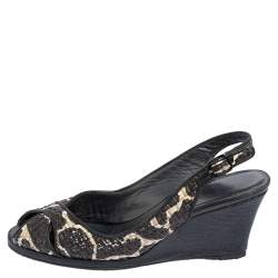 Stuart Weitzman Black/White Woven Straw Cross Strap Wedge Sandals Size 40