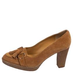 Stuart Weitzman Brown Suede Platform Block Heel Pumps Size 38