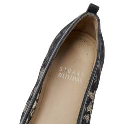 Stuart Weitzman Black Lace and Leather Espadrille Flats Size 37