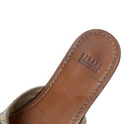 Stuart Weitzman Grey Snakeskin Embossed Leather Slide Sandals Size 36
