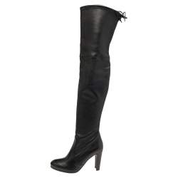 Stuart Weitzman Black Leather Over The Knee Length Boots Size 36.5
