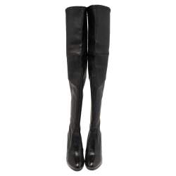 Stuart Weitzman Black Leather Over The Knee Length Boots Size 36.5