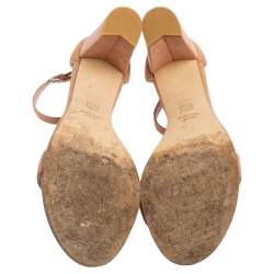 Stuart Weitzman Beige Suede Ankle Strap Open Toe Sandals Size 39.5