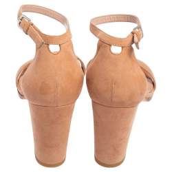 Stuart Weitzman Beige Suede Ankle Strap Open Toe Sandals Size 39.5